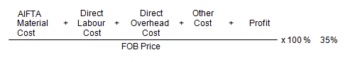 Direct Method for the computation of 35 per cent AIFTA content