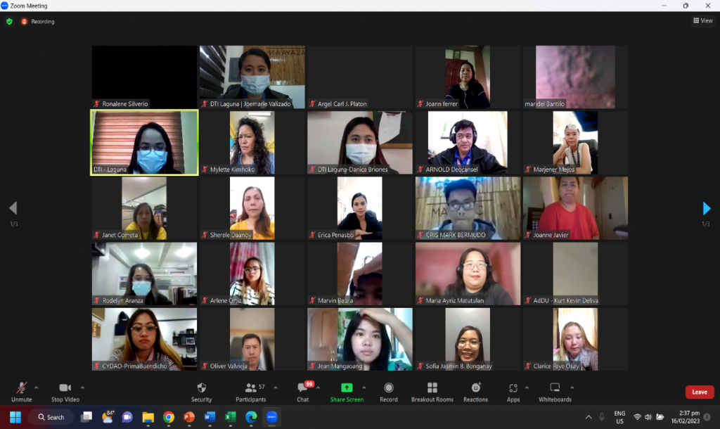 Screen capture of attendees of the webinar (1/2).