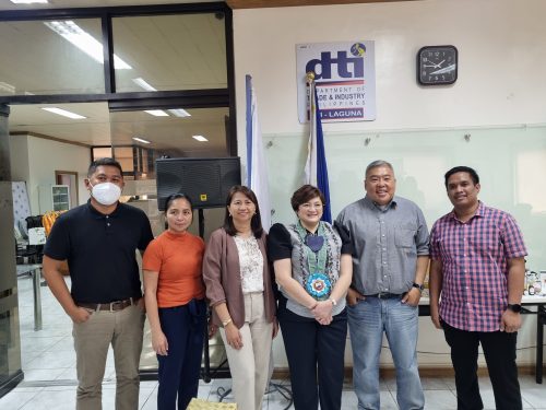 In photo: DTI Office of the Secretary Undersecretary Ana Carolina Sanchez, DTI 4A OIC Assistant Regional Director Revelyn Cortez together with designers Artministree Advertising Services and Mr. Ronald Rommel Viloria