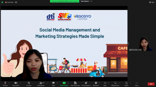 In Photo: Social Media Management and Marketing Strategies Made Simple Webinar hosted by the Senior Business Counsellor Andrea Mae Macuha