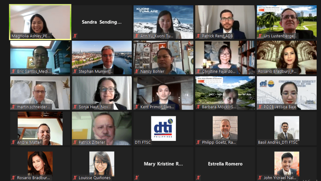 Screenshot of Zoom participants in the “Philippines and Switzerland: Investing Together for a Better Future" virtual business forum