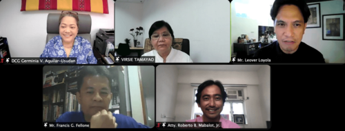 Zoom Screenshot of speakers for TNK webinar on OFW reintegration in Hong Kong