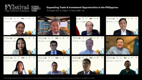 Zoom screenshot of Philippine andn Singapore speakers during the FYIstival organized by DTI Singapore