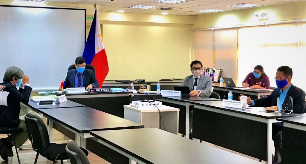 From left to right: BITR Assistant Director Angelo Benedictos, IDTPG Undersecretary Ceferino S. Rodolfo, IPOPHL Director-General Rowel Barba, and BSMED Director Jerry Clavesillas attend the virtual convening of the 2nd PH-UK Economic Dialogue.