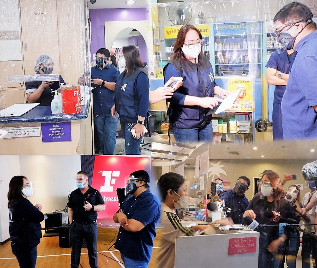 Collage of photos from the inspection of some establishments in Taguig City