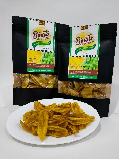 Binato Banana Chips with newly developed packaging and label. 