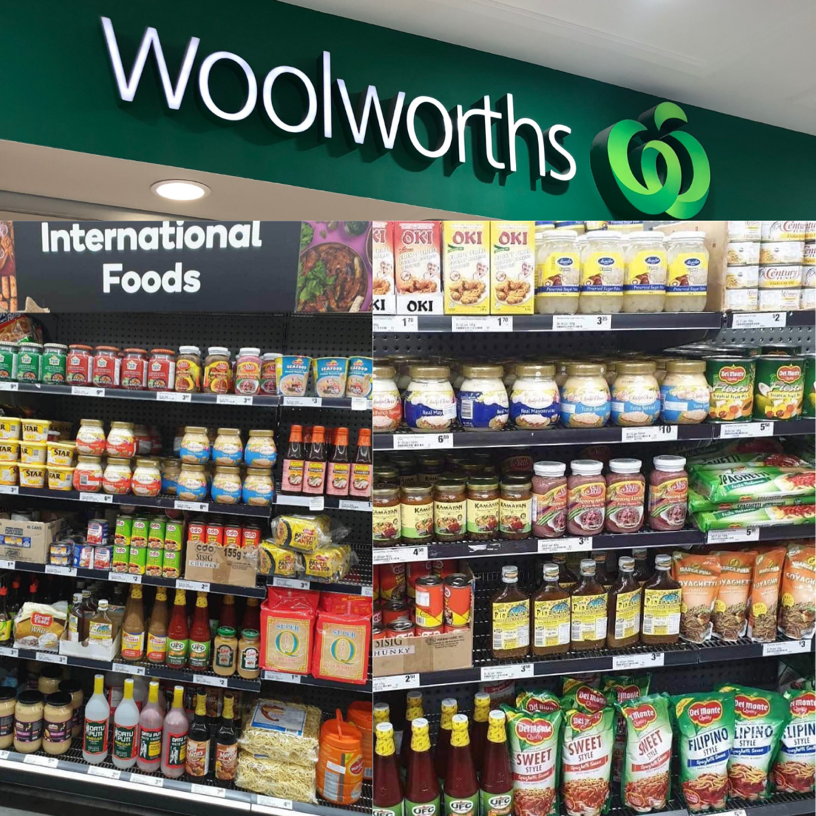 Filipino F&B products on proud display at a Woolworths supermarket chain in Australia
