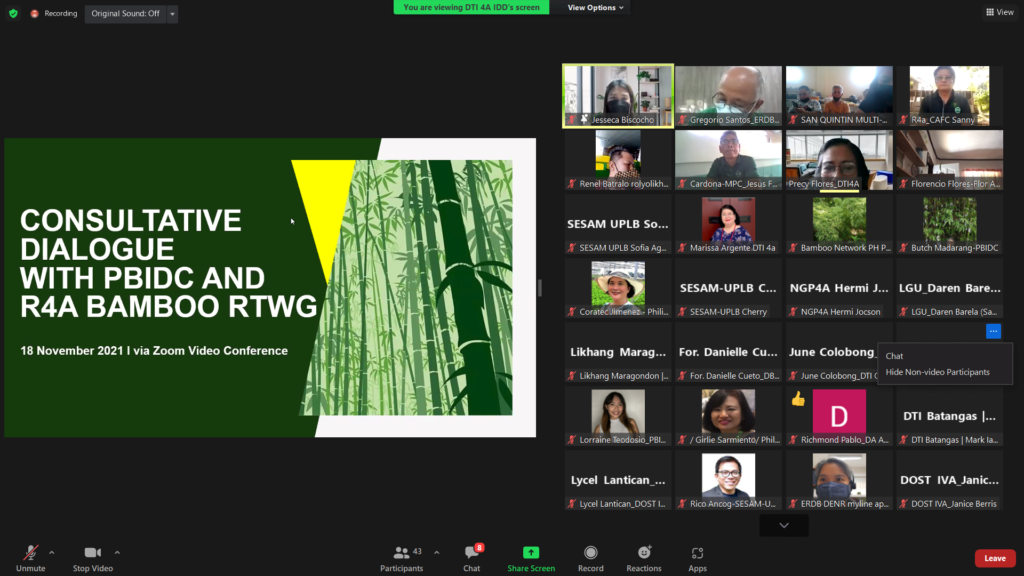 in photo: Screen capture of the participants of the Consultative Dialogue and the presentation slide
