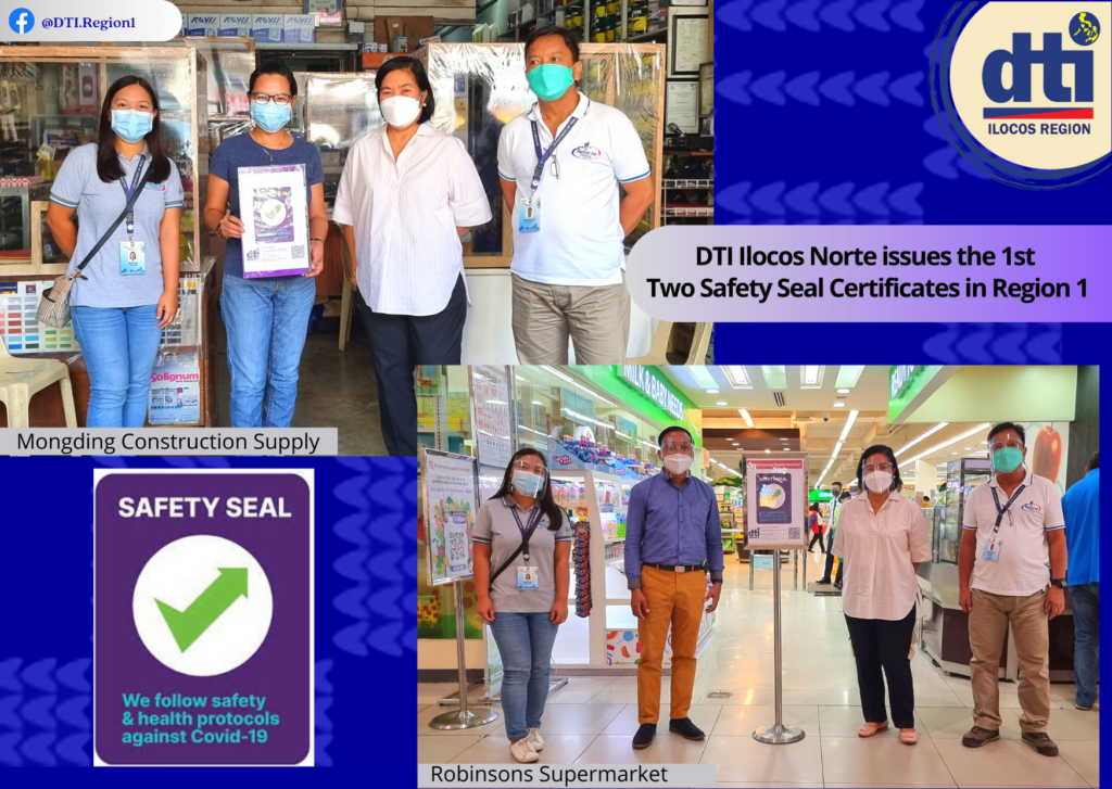 DTI issues Safety Seal certificates to establishments in Ilocos Norte
