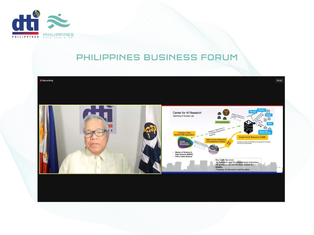 Philippine Business Forum screenshot of DTI Secretary Ramon M. Lopez
