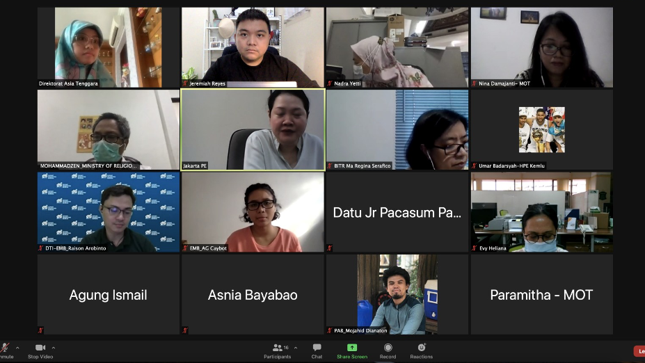 Online informal meeting of the technical teams of the Philippines and Indonesia on 16 November 2020. Photo courtesy of PTIC-Jakarta.