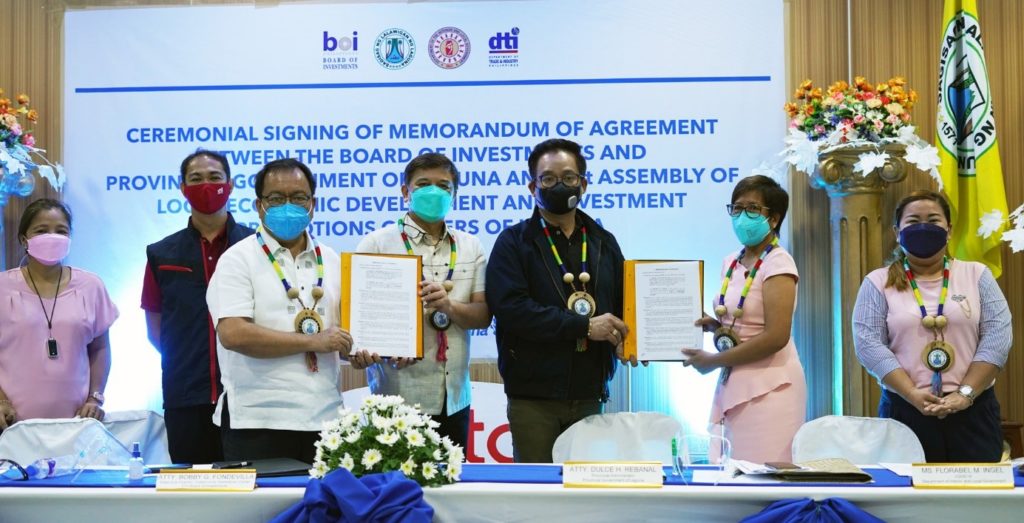Ceremonial signing of the MOA between BOI and Laguna province on investments promotion and facilitation