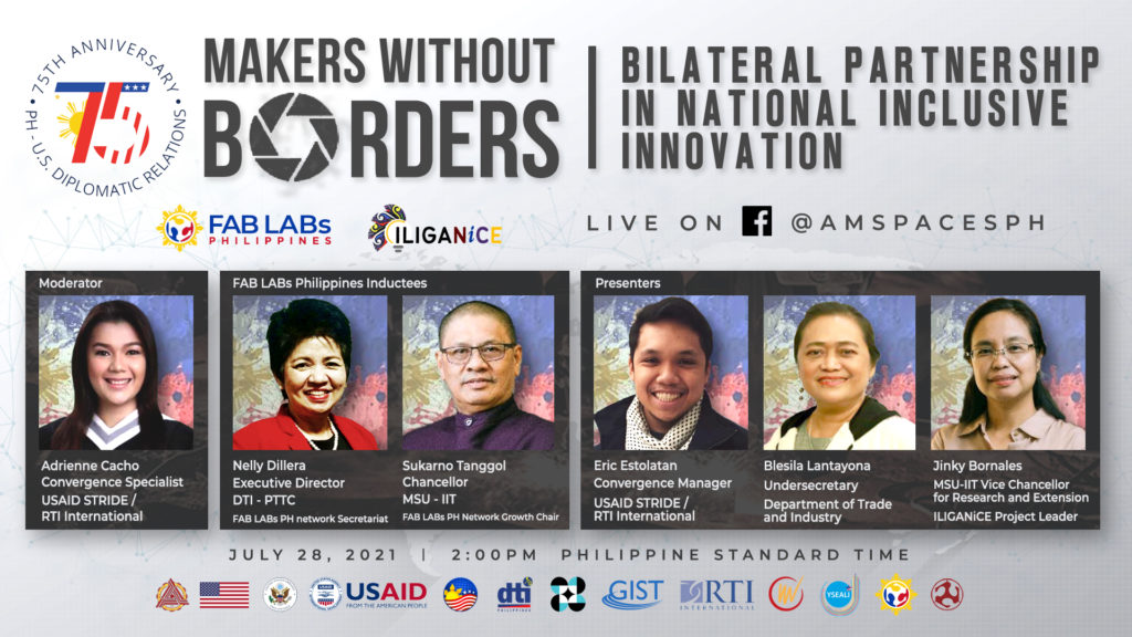 Poster promoting the Makers Without Borders, a live Facebook event on July 28, 2021