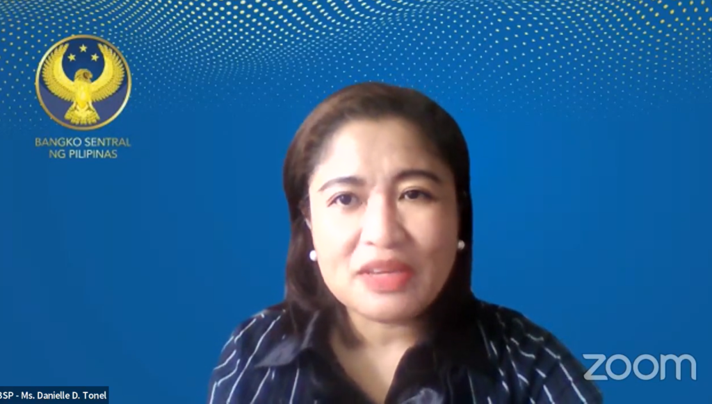 Ms. Danielle D. Tonel, Acting Group Head of the Capital Markets and Trust Supervision Department, BSP Ms. Danielle D. Tonel, Acting Group Head of the Capital Markets and Trust Supervision Department, BSP