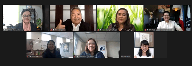 (From L-R) DTI Undersecretary Blesila Lantayona, USAID EPESO Chief of Party Mamerto Tangonan, DTI Assistant Secretary Demphna Du-Naga, DTI Assistant Secretary Dominic R. Tolentino, Jr., USAID Project Specialist Shimz Manaois-Battung, DTI-KMIS Director Patricia May Abejo, and Project Manager Nikole A. Kazemi during the closing ceremony