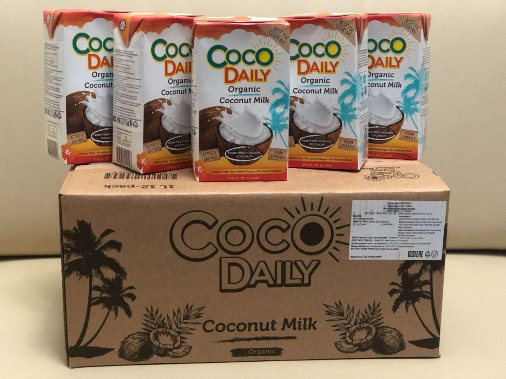 Box of Philippine brand Coco Daily organic coconut milk.