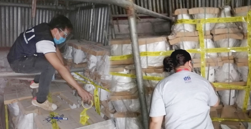 The Enforcement Division (ED) of Department of Trade and Industry (DTI) Fair Trade Enforcement Bureau (FTEB) seized uncertified and nonconforming products in Pasong Tamo, Quezon City last 22 February 2021