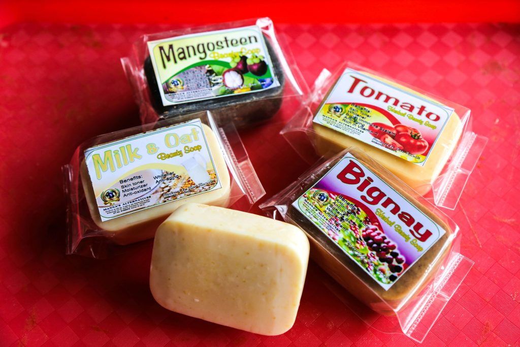 Some of their herbal soap variants: Tomato, Mangosteen, Milk and Oats, and Bignay