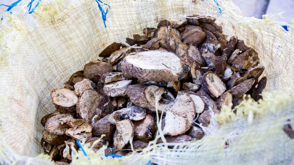 A sack of harvested cassava available for hog feeds manufacturers