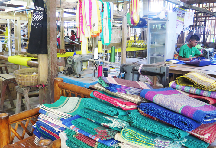 Various hand-loomed fabrics at the workshop of TLMPC