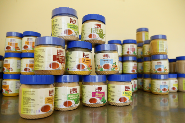 Jars of MIWA's various turmeric products