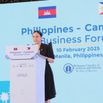 In photo: DTI Secretary Cristina A. Roque during her speech at the Philippines-Cambodia Business Forum
