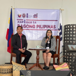 PIA 8 Kapihan sa Bagong Pilipinas with hosts Reyan Arinto and Celerina Bato of DTI 8.