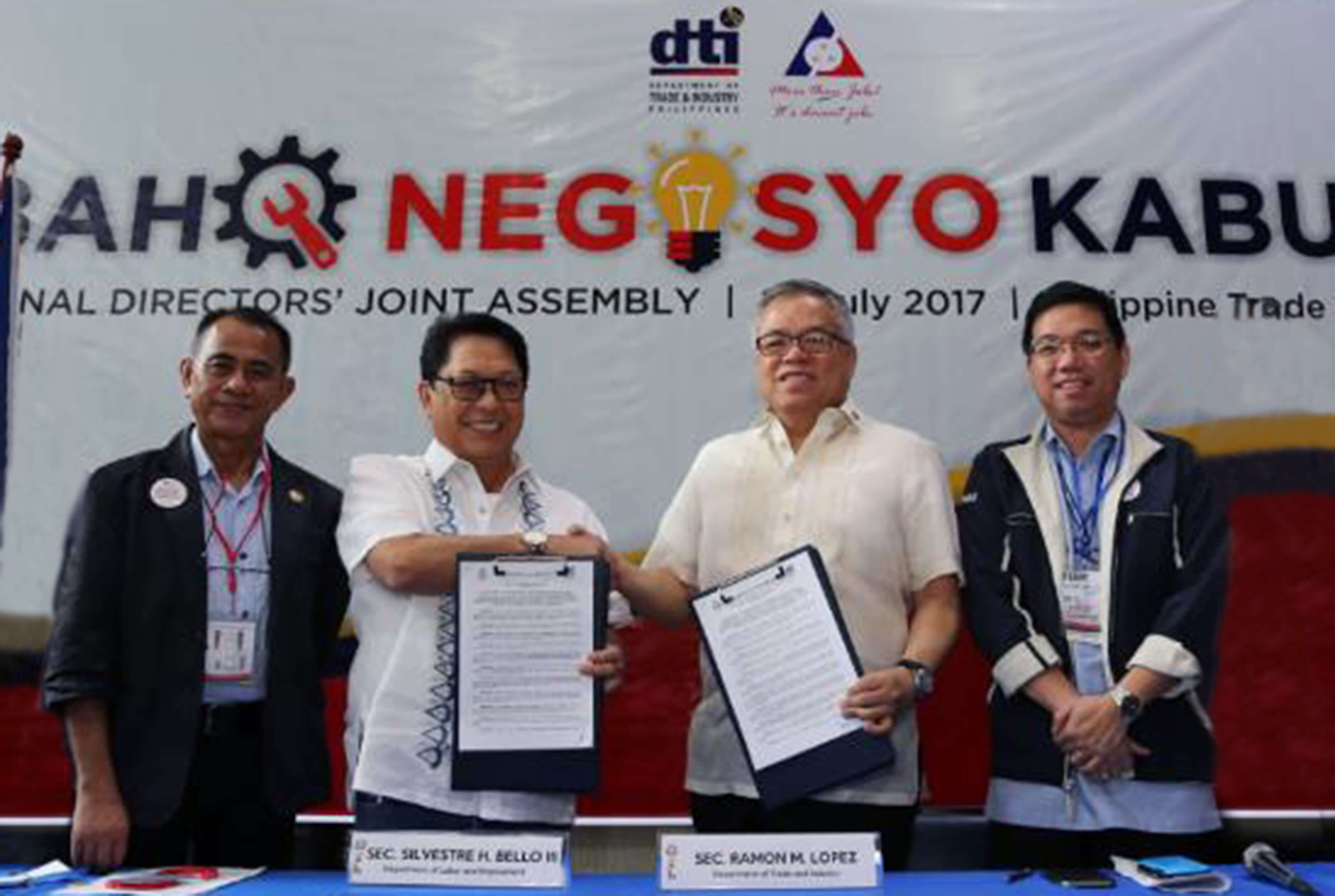 DTI, DOLE sign Joint DO providing for the guidelines for the issuance, suspension or revocation of certificates of accreditation for garments firms.