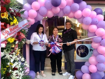 Oyos (in black shirt) proudly opens another branch of Purple Yam Homemade Cakes & Pastries in Ozamiz City with Provincial MSMED Council Chair Ms. Elvira D. Tan and DTI Provincial Director Jane Marie L. Tabucan.