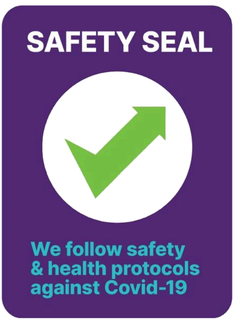 Safety seal: We follow safety and health protocols against COVID-19